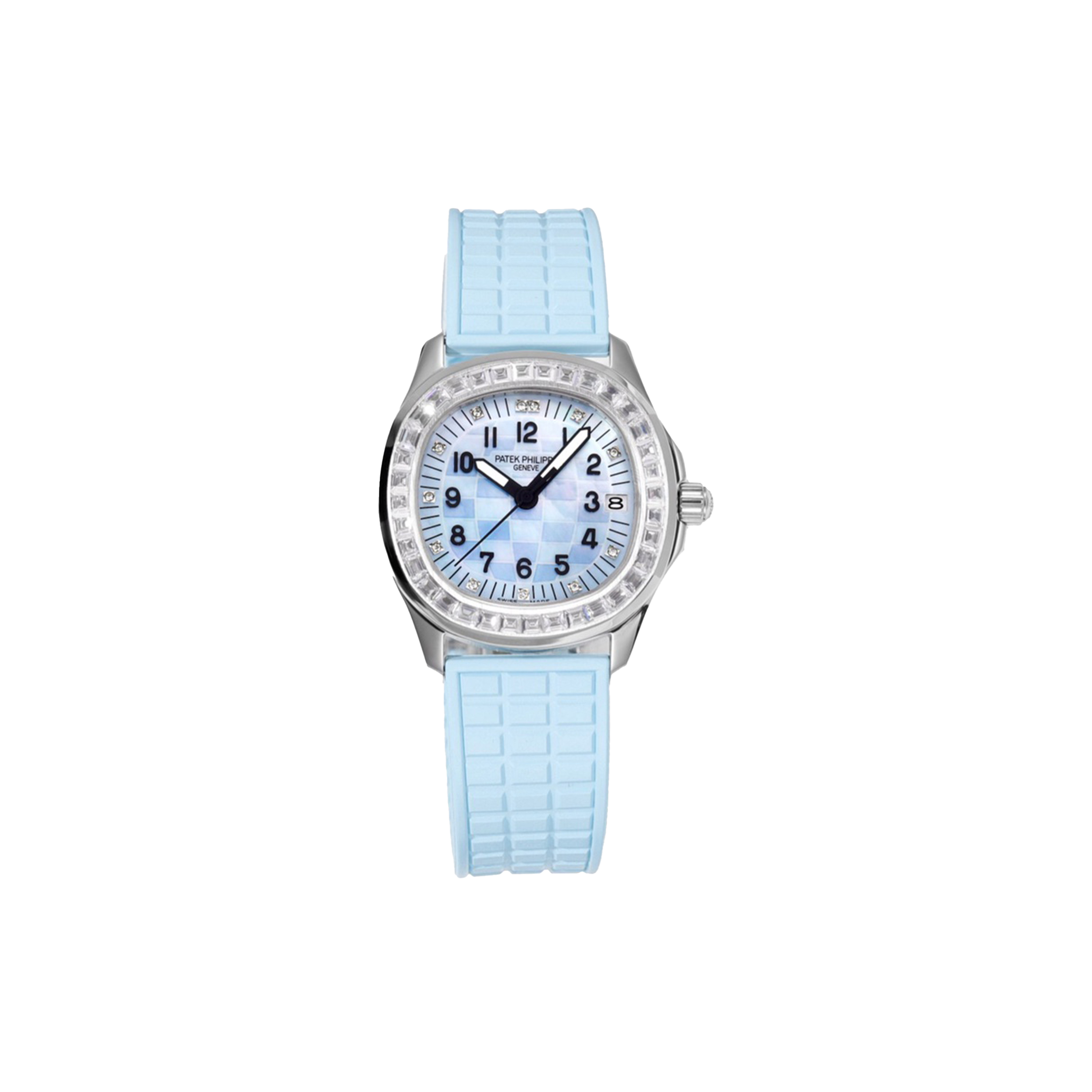 PATEK PHILIPPE AQUANAUT 18CT WHITE GOLD BLUE MOP 36MM WATCH 5072G-001
